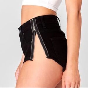 Carmar Los Angeles Black Shorts With Side Silver Tone Zippers.